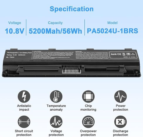 45WH PA5185U-1BRS بطارية جهاز الكمبيوتر المحمول لأقمار Toshiba C50 C55 C55D C55T S55 L55T L55D C55-B5200 C55-B5270 C55D-B5310 C55-B5300 E45-B4100 PA5184U-1 in Saudi Arabia