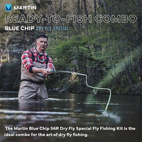 Martin Complete Fly Flying Rod and Reel Combo Kit ، 5/6-6-eight 8 أقدام من 3 أقدام من الألياف الزجاجية المعتدلة ، بكرة تحكم حافة أحداث واحدة ، خط 6 وزن ، 6 قطع ذبابة ، بني/أخضر in Kuwait