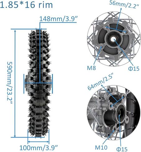 16 "العجلة الخلفية 90/100-16 حافة الإطارات و 45T ضرس وفرامل للفرامل ل 150cc 140cc 200cc دراجة الأوساخ in Kuwait