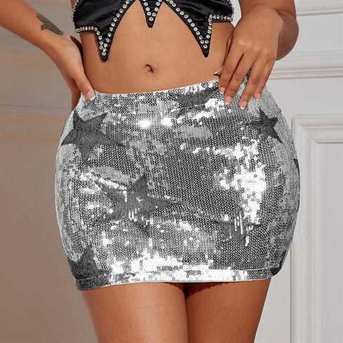 Century Star Sequin Mini Sparkly Glitter Low Rise Sharkle Shiny Rave Skirt in Kuwait