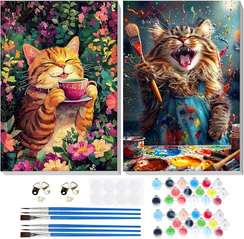 Genius maker 2 Pack Flowers Paint by Numbers Kits for Adults Beginners, Adults Paint by Number Kit Framed Canvas, Painting Kits for Adults, Easy Painting by Numbers for Adults Art Crafts 8x12inch in Saudi Arabia