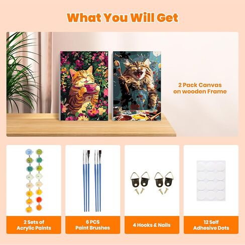 Genius maker 2 Pack Flowers Paint by Numbers Kits for Adults Beginners, Adults Paint by Number Kit Framed Canvas, Painting Kits for Adults, Easy Painting by Numbers for Adults Art Crafts 8x12inch in Saudi Arabia
