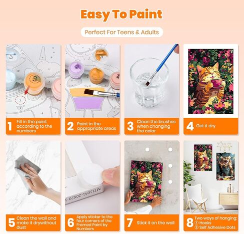 Genius maker 2 Pack Flowers Paint by Numbers Kits for Adults Beginners, Adults Paint by Number Kit Framed Canvas, Painting Kits for Adults, Easy Painting by Numbers for Adults Art Crafts 8x12inch in Saudi Arabia