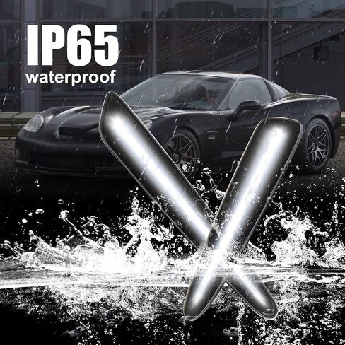 مصابيح علامة جانبية LED بيضاء متوافقة مع Corvette C6 Z06 ZR1 2005-2013 الأمامية المصد الخلفي المصد الخلفي مصابيح العدسة المدخنة in Saudi Arabia