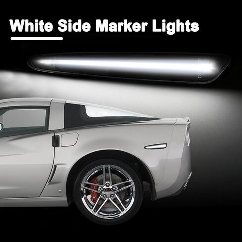 مصابيح علامة جانبية LED بيضاء متوافقة مع Corvette C6 Z06 ZR1 2005-2013 الأمامية المصد الخلفي المصد الخلفي مصابيح العدسة المدخنة in Saudi Arabia