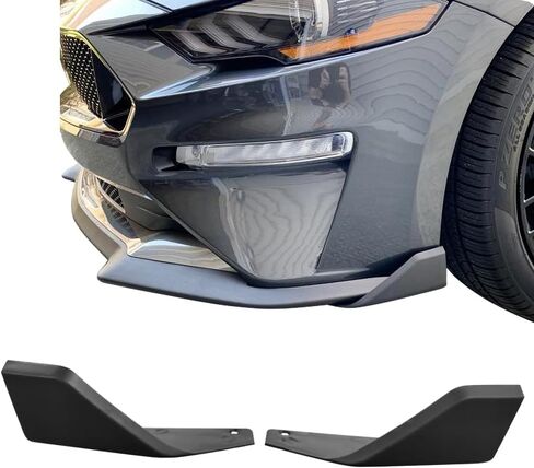 Ikon Motorsports ، Front Corner Corner Winglet Splitters متوافق مع 2015-2023 Ford Mustang ، GT Style Black PP Canard Front Chin Spoilder Guard ، 2016 2018 2018 in Saudi Arabia
