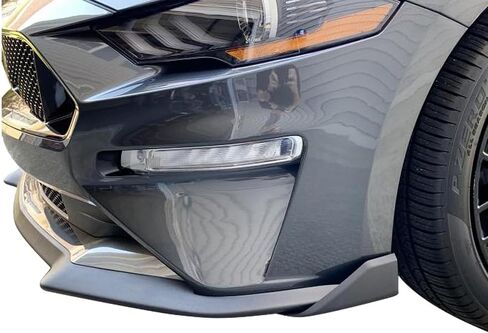 Ikon Motorsports ، Front Corner Corner Winglet Splitters متوافق مع 2015-2023 Ford Mustang ، GT Style Black PP Canard Front Chin Spoilder Guard ، 2016 2018 2018 in Saudi Arabia