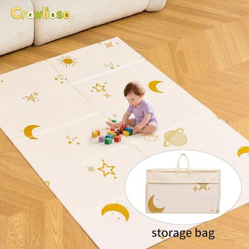 حصيرة لعب الأطفال للأرضية - 79 "× 71" قابلة للطي وماقدة على الوجهين زحف زحف كبير مع حقيبة حمل ، ولعب الرغوة غير القوية للماء للرضع والأطفال الصغار - COSMO & CRITRES in Saudi Arabia