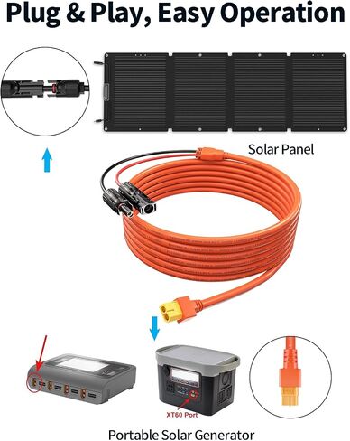 10fts Solar to XT60 Connector Charge Extrex Cable 12awg 3M ، Tonton M-C-4 إلى XT60 كابل الطاقة الشمسية لمحطة الطاقة المحمولة في سلسلة Ecoflow River & Delta ، مولد الطاقة الشمسية ، لوحة شمسية قابلة للطي RV in Kuwait
