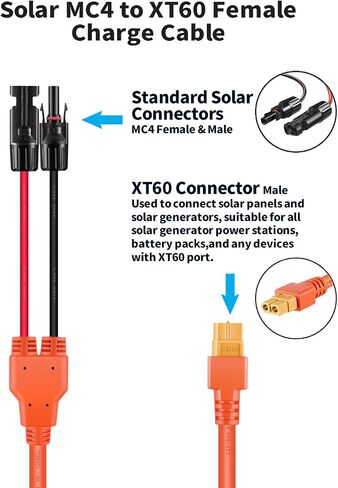 10fts Solar to XT60 Connector Charge Extrex Cable 12awg 3M ، Tonton M-C-4 إلى XT60 كابل الطاقة الشمسية لمحطة الطاقة المحمولة في سلسلة Ecoflow River & Delta ، مولد الطاقة الشمسية ، لوحة شمسية قابلة للطي RV in Kuwait
