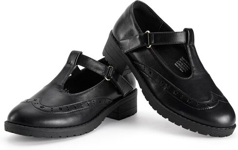 Toddler Girls Dress Shoes Mary Jane Flats Little Big Kid Wedding Party Princess School Uniform Ballet Black White Classic T-Strap Low Heel Hook and Loop Slip-On Soft Sole Closed Toe in Saudi Arabia