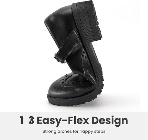 Toddler Girls Dress Shoes Mary Jane Flats Little Big Kid Wedding Party Princess School Uniform Ballet Black White Classic T-Strap Low Heel Hook and Loop Slip-On Soft Sole Closed Toe in Saudi Arabia