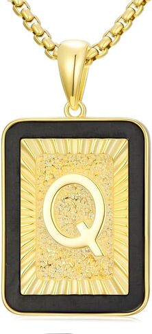 قلادة أونيكس السوداء الأولية للرجال S925 Sterling Silver Gold Necklace Lettlace for Women Men Hem in Saudi Arabia