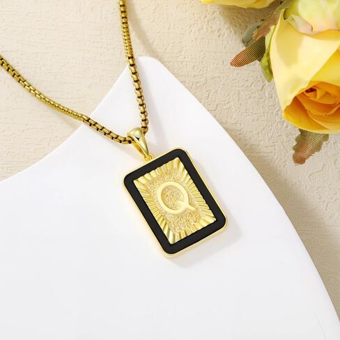 قلادة أونيكس السوداء الأولية للرجال S925 Sterling Silver Gold Necklace Lettlace for Women Men Hem in Saudi Arabia