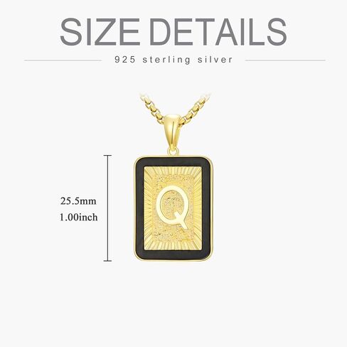 قلادة أونيكس السوداء الأولية للرجال S925 Sterling Silver Gold Necklace Lettlace for Women Men Hem in Saudi Arabia
