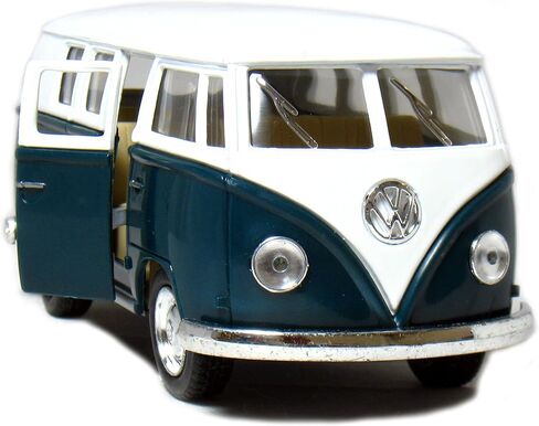 مجموعة من 4 مركبات: 5 بوصات 1962 VW Classic Van Flowers مع لوح ركوب الأمواج (أحمر، أخضر، كستنائي، أصفر) in Saudi Arabia