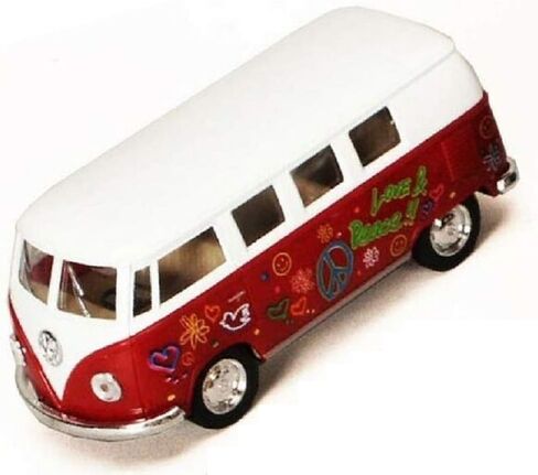 KiNSMART 1962 Volkswagen Classic Bus Set Of 4 With Surfboard and Hippy Decals Bus 1:32 Scale 5 Inch Die Cast Metal Model Toy Van, Pullback Acation in Kuwait