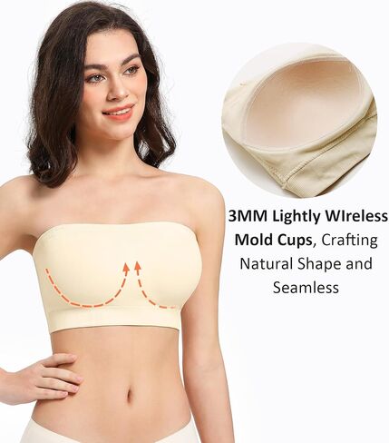 HACI Strapless Bra Wireless No-Slip Supportive Seamless Bandeau Tube Top for Women Everyday in Saudi Arabia