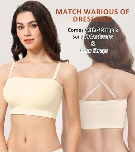 HACI Strapless Bra Wireless No-Slip Supportive Seamless Bandeau Tube Top for Women Everyday in Saudi Arabia