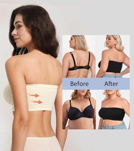 HACI Strapless Bra Wireless No-Slip Supportive Seamless Bandeau Tube Top for Women Everyday in Saudi Arabia