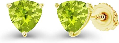 14K Gold Plated 925 Sterling Silver Hypoallergenic 5mm Triangle Trillion Cut Prong Set Genuine Birthstone Solitaire Screwback Stud Earrings in Saudi Arabia