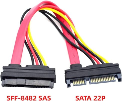 NFHK SAS Hard Disk Drive SFF-8482 SAS Cable 29Pin Male to Female Extension Cable 0.5m with Power 22Pin+7Pin in Kuwait