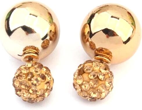 Fashion Trendy Double Sided Crystal Stud Earrings for Women / AZERDSA23 in Saudi Arabia