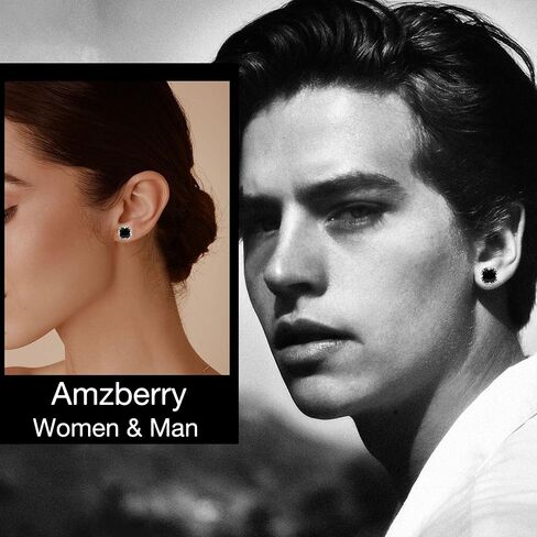 S925 Silver Stud Earrings Black Diamond Earrings Goth Jewelry for Women Man in Saudi Arabia