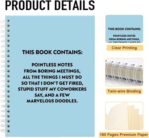 Pointless Notes From Boring Meetings Funny Black Golden Spiral Notebook, Humorous Office Gifts, Gag Gifts for Coworkers, Funny Office Sarcastic Gifts for Coworkers,Team Members, Employees in Kuwait