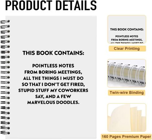 Pointless Notes From Boring Meetings Funny Black Golden Spiral Notebook, Humorous Office Gifts, Gag Gifts for Coworkers, Funny Office Sarcastic Gifts for Coworkers,Team Members, Employees in Saudi Arabia