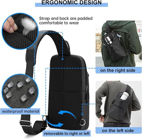 Crossbody Sling Backpack for Men Women Sling Bag Multipurpose Travel Hiking Cross Body Chest Bag (Gray) in Saudi Arabia