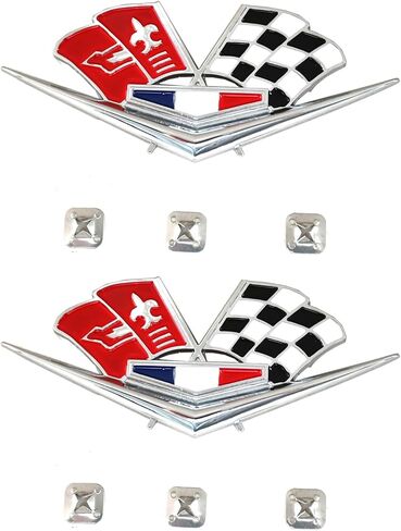 2Pcs 1962-1963 Impala 327 409 Belair Front Fender Emblem Replacement for Corvette (Chrome) in Kuwait