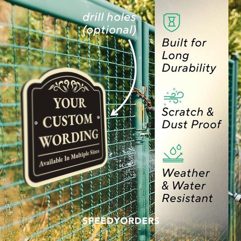 علامة مخصصة للمعادن الزخرفية في الهواء الطلق - ألومنيوم مخصص - علامة ممر مقاوم للماء ، Black Charcoal 8x8 In in Kuwait