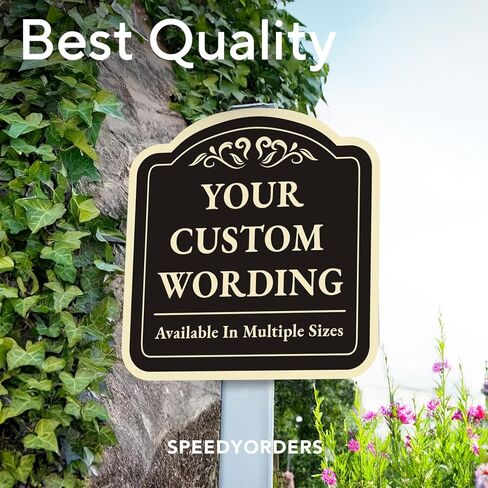 علامة مخصصة للمعادن الزخرفية في الهواء الطلق - ألومنيوم مخصص - علامة ممر مقاوم للماء ، Black Charcoal 8x8 In in Kuwait