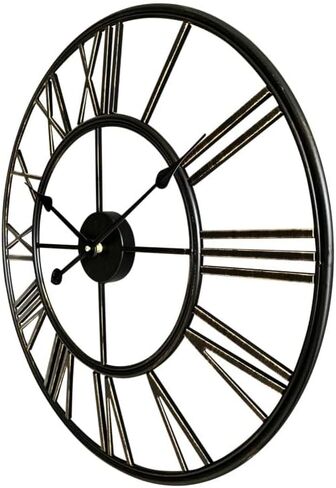 23.5" Brush Bronze Metal Indoor/Outdoor Roman Numeral Wall Clock – Battery-Operated Silent Round Decorative Timepiece for Garden & Home in Saudi Arabia