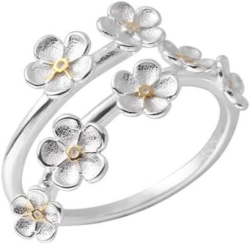 Kokoma Sterling Silver Plum Blossom Wrap Ring for Women Flower Ring Ring القابلة للتعديل in Saudi Arabia