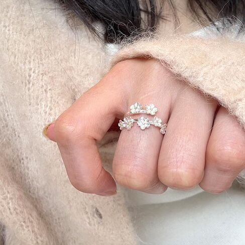 Kokoma Sterling Silver Plum Blossom Wrap Ring for Women Flower Ring Ring القابلة للتعديل in Saudi Arabia
