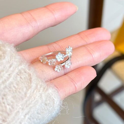 Kokoma Sterling Silver Plum Blossom Wrap Ring for Women Flower Ring Ring القابلة للتعديل in Saudi Arabia