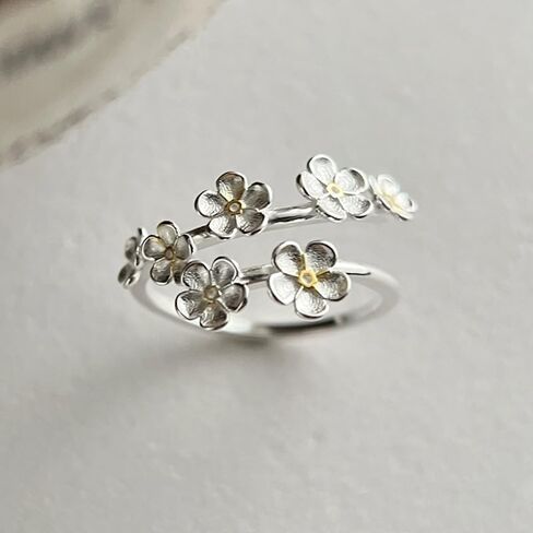 Kokoma Sterling Silver Plum Blossom Wrap Ring for Women Flower Ring Ring القابلة للتعديل in Saudi Arabia