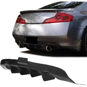متوافق مع/استبدال الشفة الخلفية المصد ، 4-فاينز على نمط PU Rip Diffuser Black ، Fits 2003 2004 2005 2006 2007 Infiniti G35 Coupe Base in Kuwait