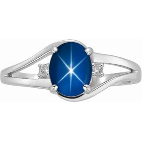 Sterling Silver Star Sapphire Ring, Oval Lab Created Gemstone, Promise Ring with Cz Diamonds, Blue And Pink Star Sapphire Ring in Kuwait