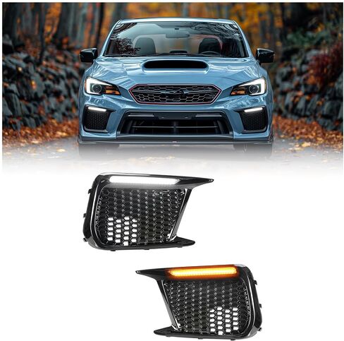 HECASA LED Fog Lights Covers Compatible with 2018-2021 Subaru WRX STI White Amber LED DRL Daytime Running Light & Amber Turn Signal Fog Lamp Covers Left Right Replacement for 57731VA410 57731VA400 in Saudi Arabia