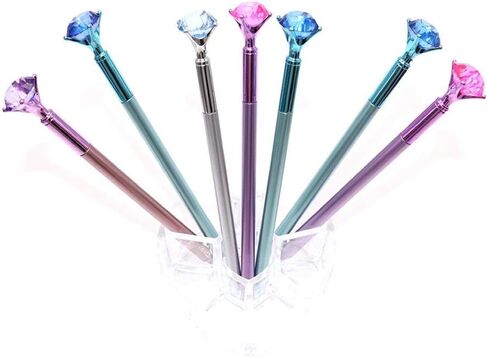queenland 8 Pack Big Diamond Gel Pen Set Blue Ink Ballpoint Pen with 0.5 MM Point Gel Ink Rollerball Pen Kit School Office Stationery in Saudi Arabia