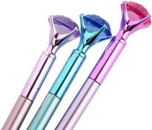 queenland 8 Pack Big Diamond Gel Pen Set Blue Ink Ballpoint Pen with 0.5 MM Point Gel Ink Rollerball Pen Kit School Office Stationery in Saudi Arabia