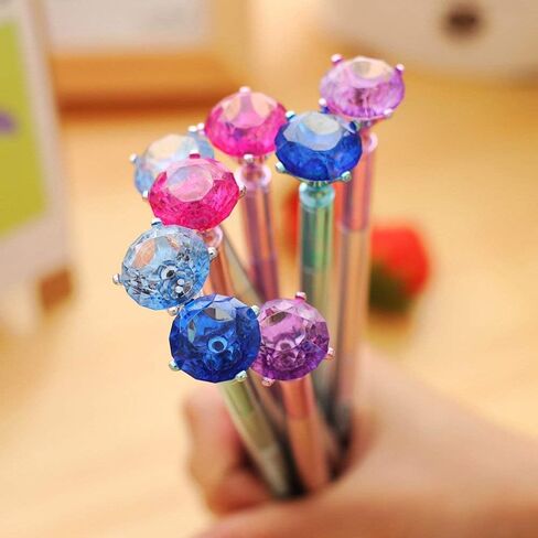 queenland 8 Pack Big Diamond Gel Pen Set Blue Ink Ballpoint Pen with 0.5 MM Point Gel Ink Rollerball Pen Kit School Office Stationery in Saudi Arabia
