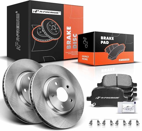 A-Premium 11.65 in(296mm) Front Drilled and Slotted Disc Brake Rotors + Ceramic Pads Kit Compatible with Chevy, Pontiac & Saturn Models - Cobalt 05-07, HHR 08-10, Malibu 04-06/08-12, G6 05-10, G5, Ion in Saudi Arabia