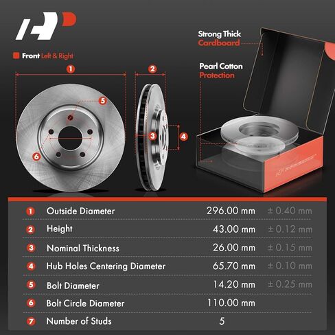 A-Premium 11.65 in(296mm) Front Drilled and Slotted Disc Brake Rotors + Ceramic Pads Kit Compatible with Chevy, Pontiac & Saturn Models - Cobalt 05-07, HHR 08-10, Malibu 04-06/08-12, G6 05-10, G5, Ion in Saudi Arabia