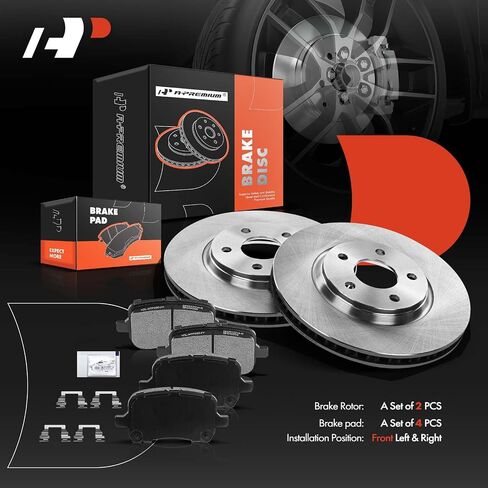 A-Premium 11.65 in(296mm) Front Drilled and Slotted Disc Brake Rotors + Ceramic Pads Kit Compatible with Chevy, Pontiac & Saturn Models - Cobalt 05-07, HHR 08-10, Malibu 04-06/08-12, G6 05-10, G5, Ion in Saudi Arabia