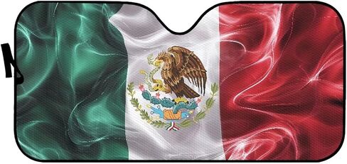 Mexican Flag Car Windshield Sun Shade,Foldable Front Window Blocks Heat,Sun Visor Cover for Car Windshield Keep Cool Universal Fit in Kuwait