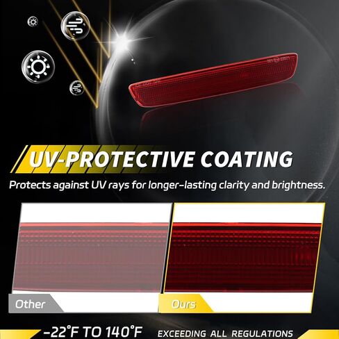 Rear Bumper Reflector Compatible with Chevy Trax LS/LT/LTZ 2013-2016, GMC Terrain SLE/SLT 2010-2015, [DOT] [IP67 Waterproof] Rear Bumper Reflector Cover [No Bulbs], 2 PCS, Red Lens in Kuwait
